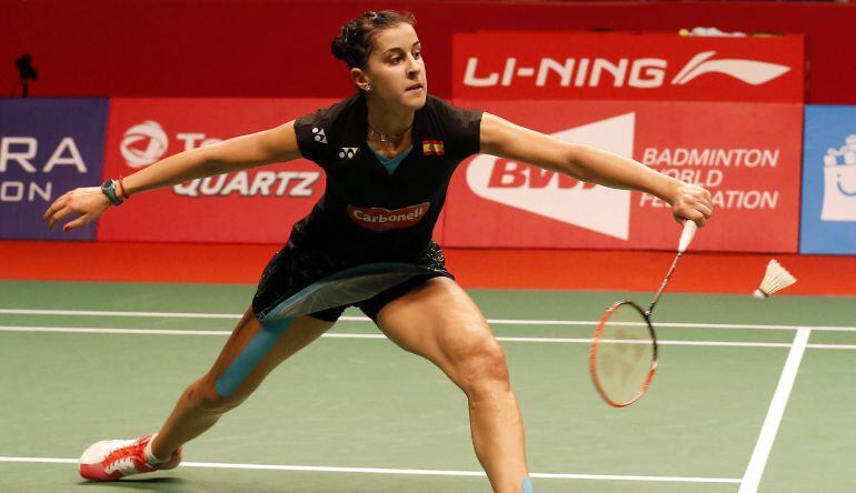 Carolina Marín durante su partido de semifinales