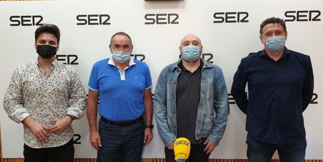 Rubén González, Juan Moya, Juan Antonio Garre y Xavi Julià en los estudios de la Cadena SER en Murcia