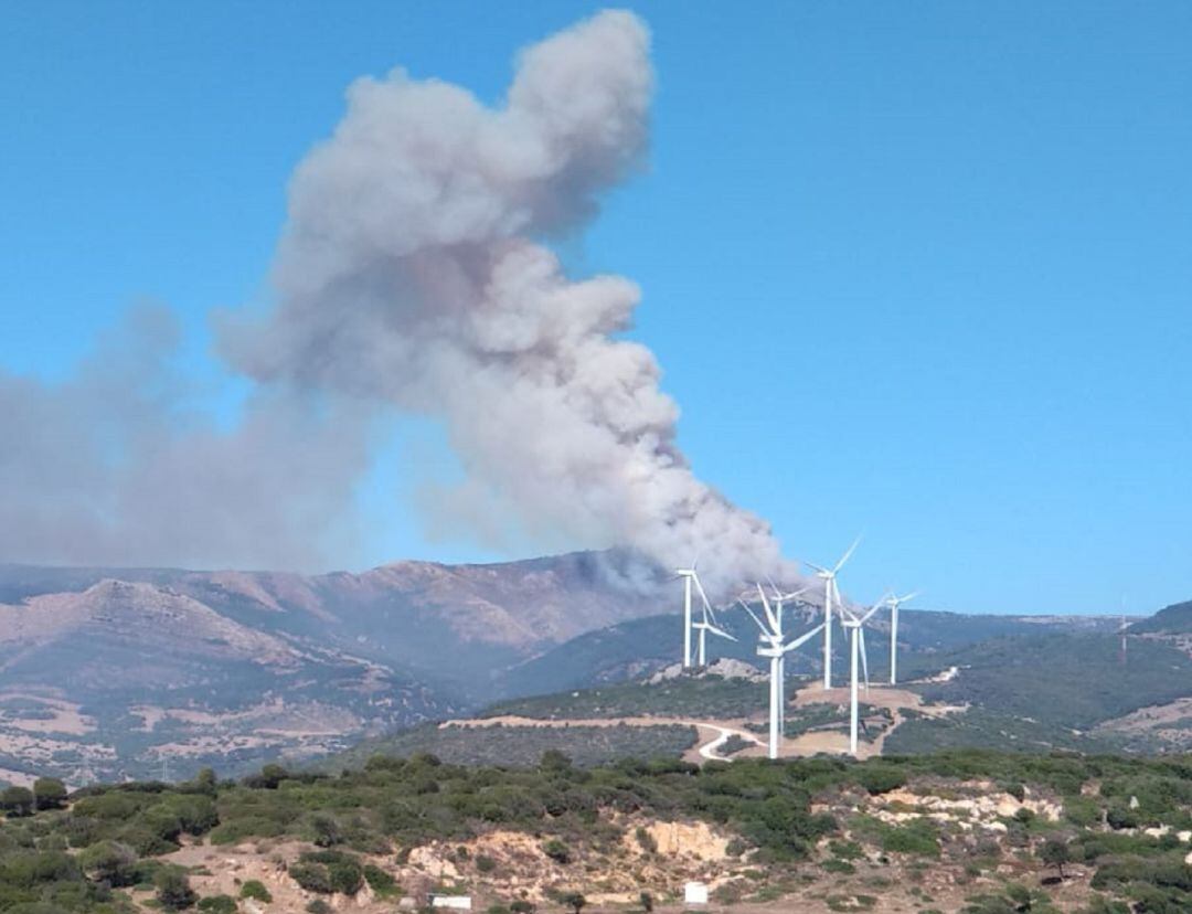 Vista del incendio en el Paraje del Tajo de las Escobas