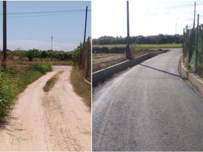 Antes y después de los trabajos de adecuación de caminos rurales que se ha llevado a cabo en Campanar y Castellar-l’Oliveral