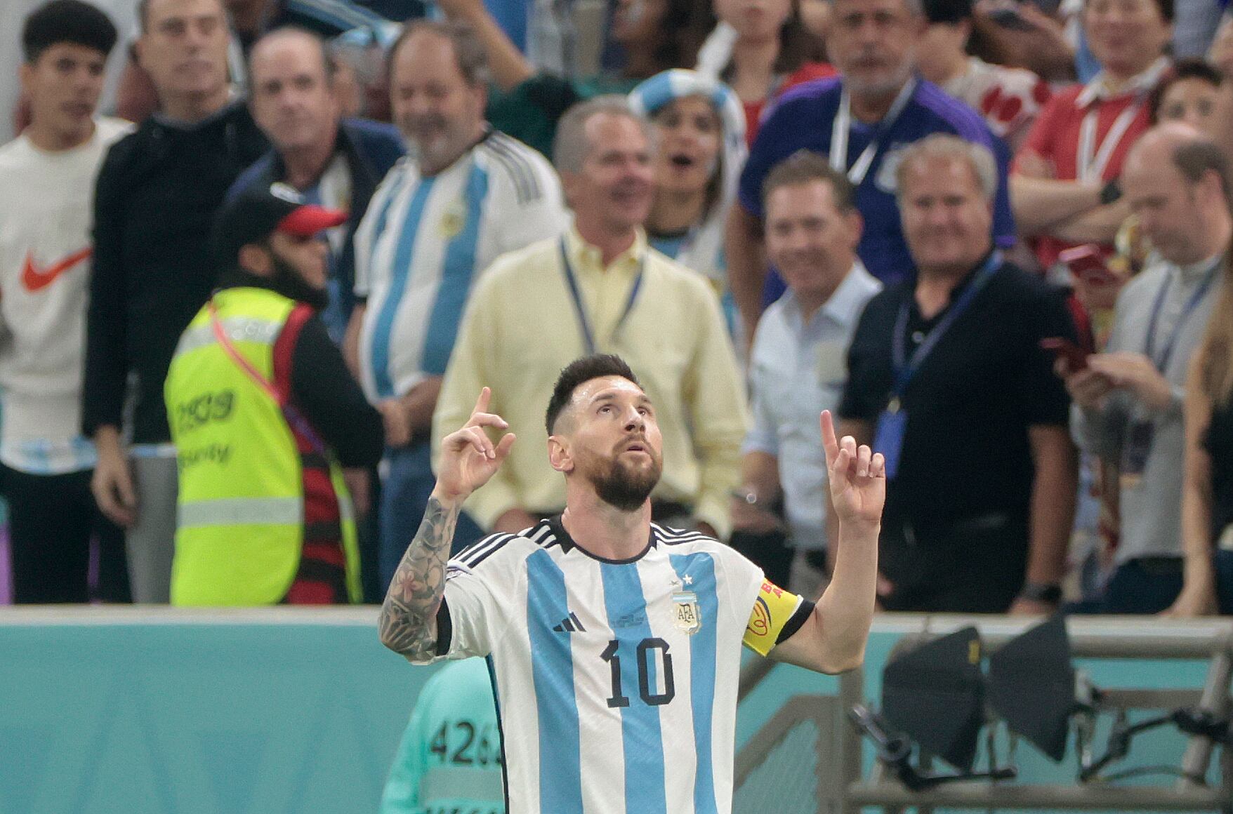 Messi celebra el 1-0 ante Croacia