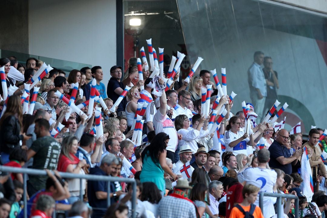 Aficionados de las Islas Feroe durante un partido contra Portugal