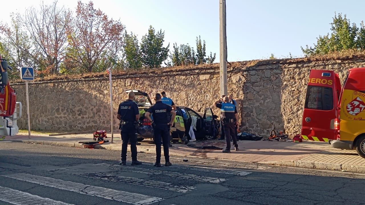 Los bomberos de Ávila trabajan para evacuar a la herida