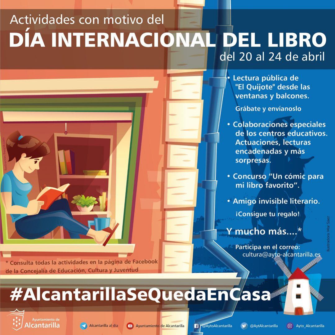 Alcantarilla celebra el Día del Libro con lectura de “El Quijote” desde los balcones, concurso de cómic y amigo invisible literario