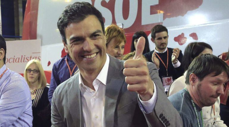 El líder del PSOE, Pedro Sánchez, durante la conferencia municipal socialista.