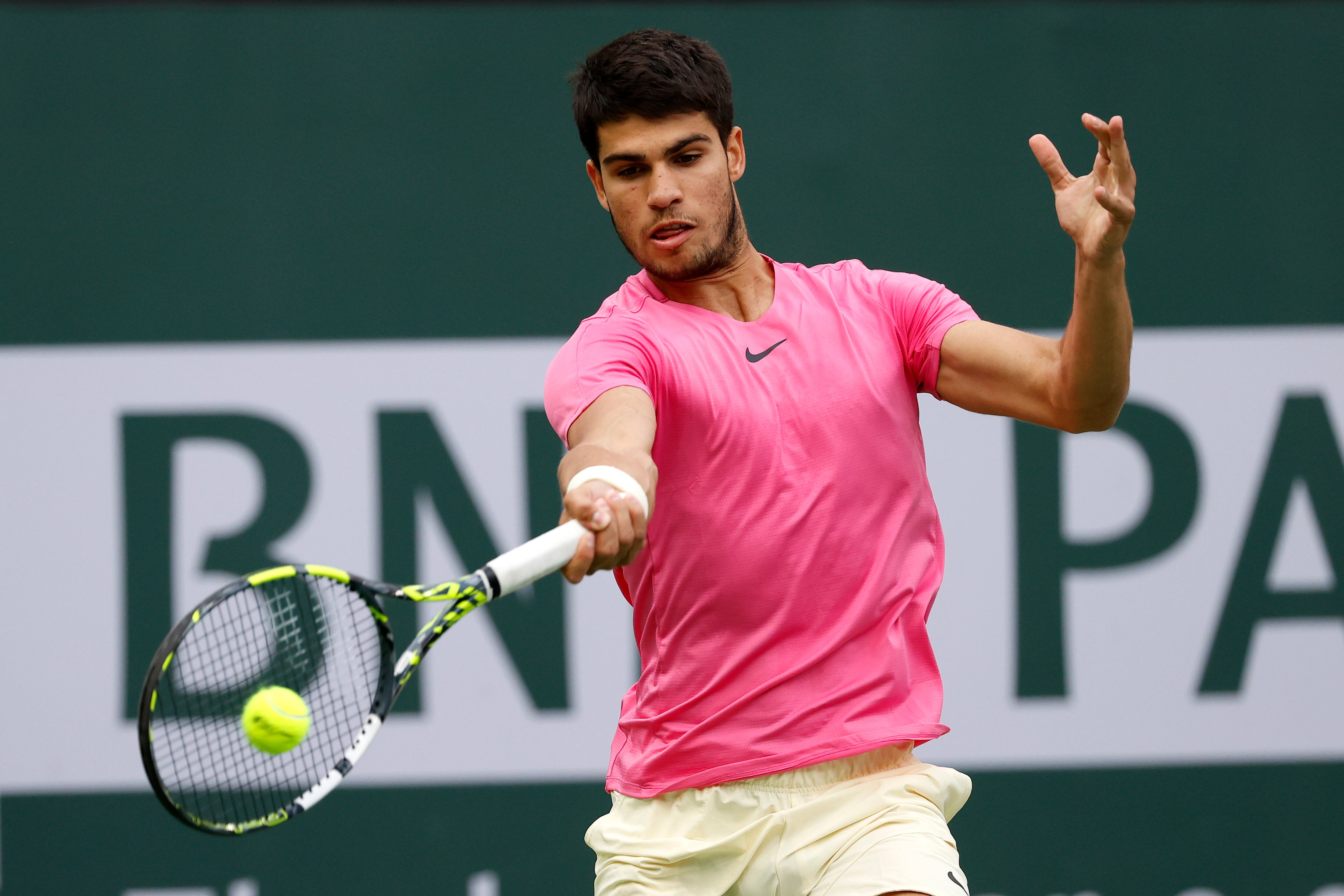 Carlos Alcaraz durante la final de Indian Wells el pasado 19 de marzo. EFE/EPA/JOHN G. MABANGLO
