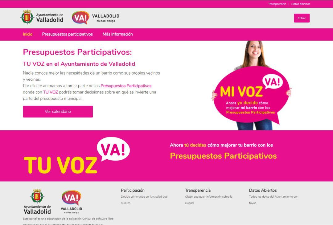 Web de los presupuestos participativos del Ayuntamiento de Valladolid