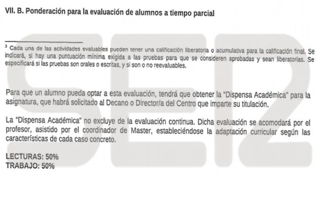 Captura de la guía docente del máster de Casado en la URJC