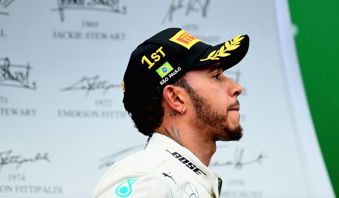 Hamilton, tras ganar el GP de Brasil. 