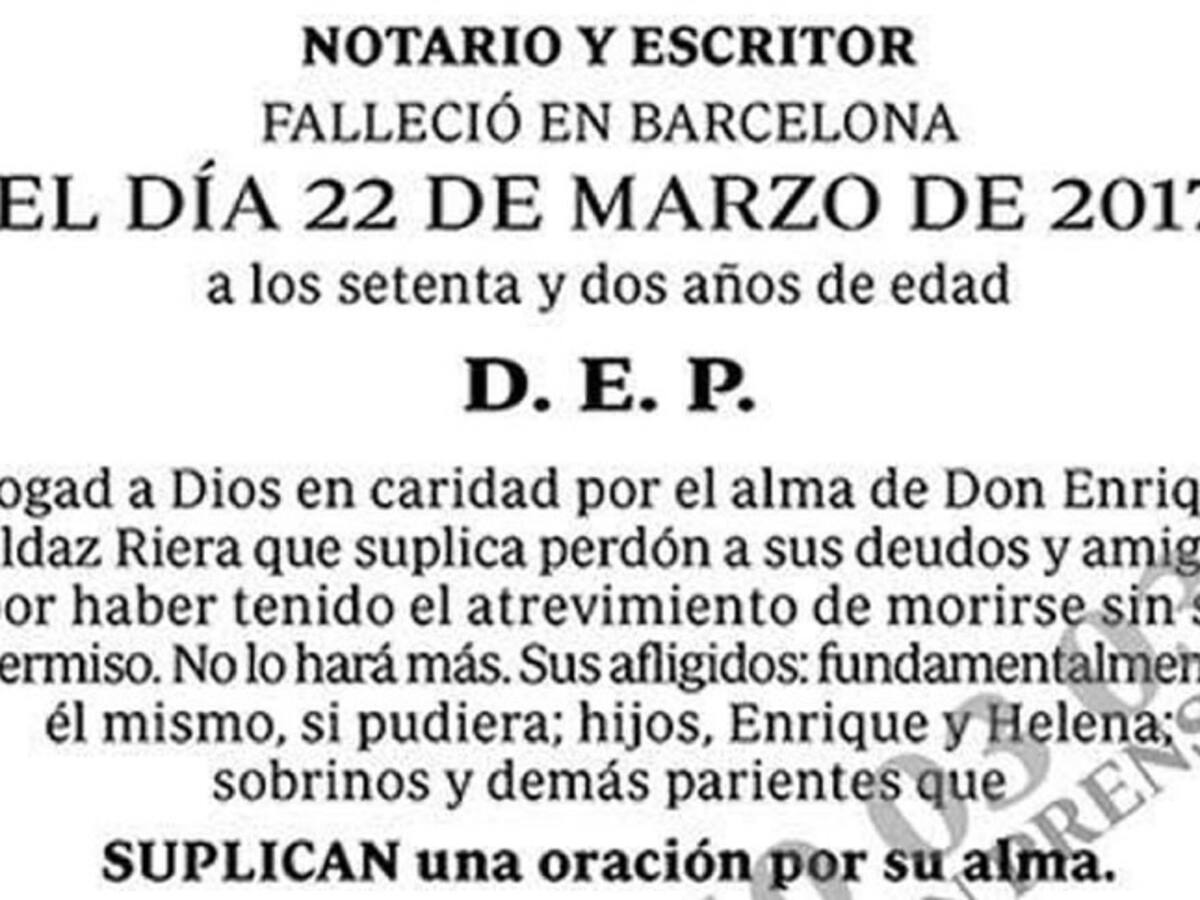 Un hombre pide disculpas en su esquela por morirse