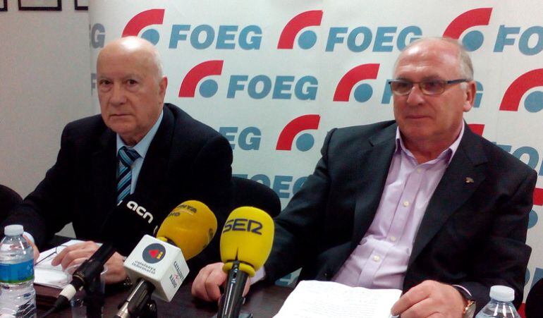 Esteve Gibert, del col·legi d'Economistes i Ernest Plana, president de la FOEG.