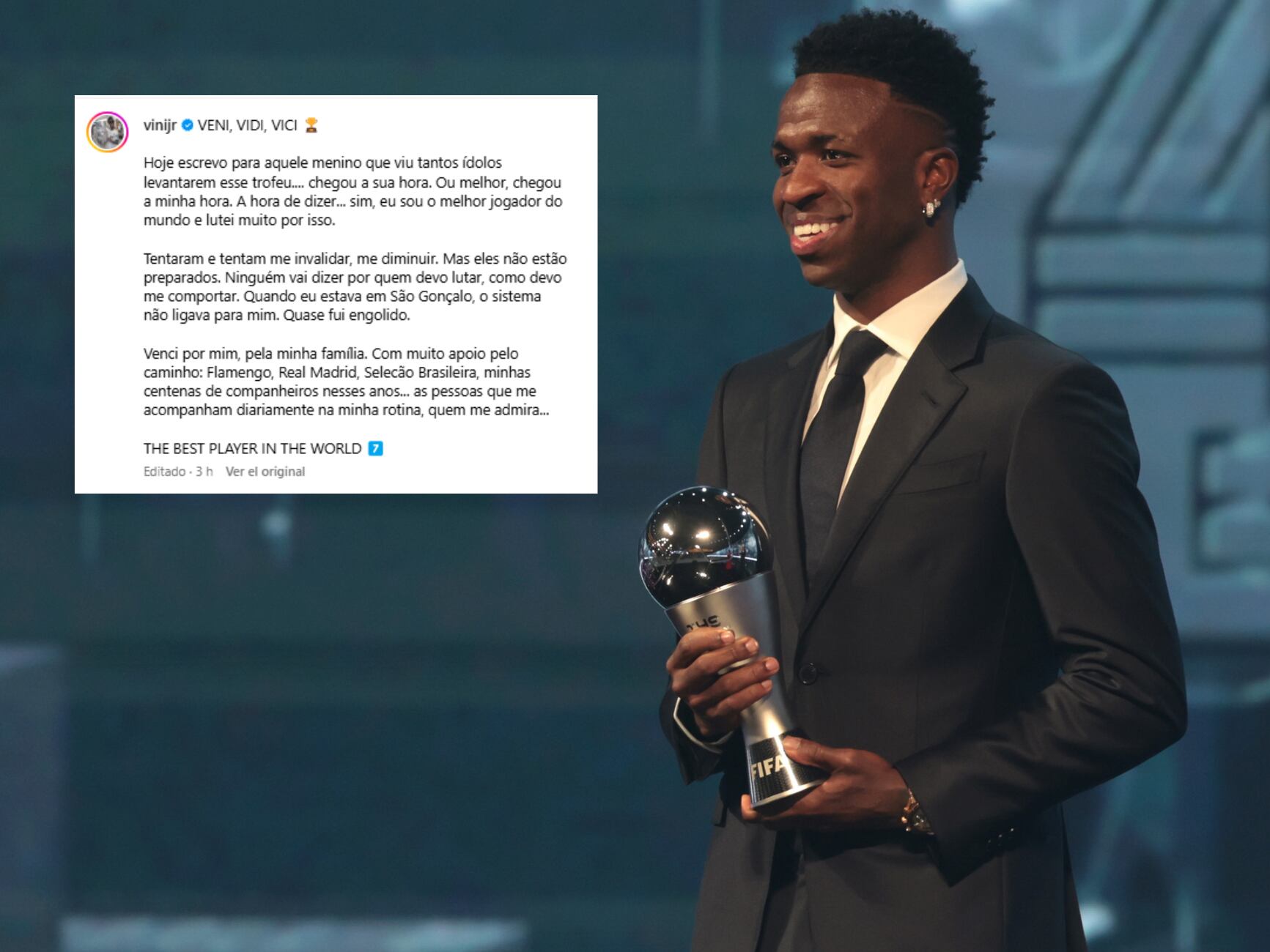 "Su principal problema es que tiene a demasiados pelotas alrededor": la reacción a la "grotesca" publicación de Vinicius tras ganar el 'The Best'