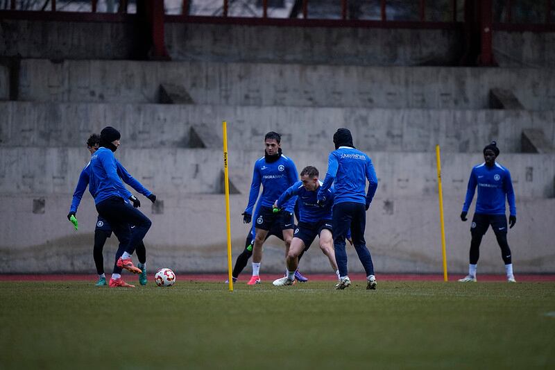 La plantilla tricolor ha tornat avui als entrenaments sota la pluja