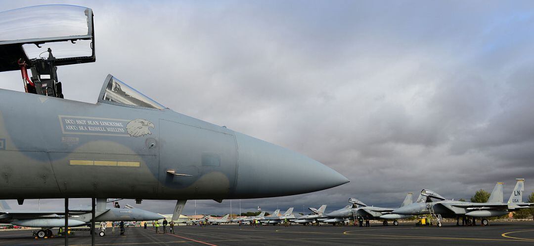 Imgaen de archivo de un F15 de EEUU en la Base Aérea de los Llanos