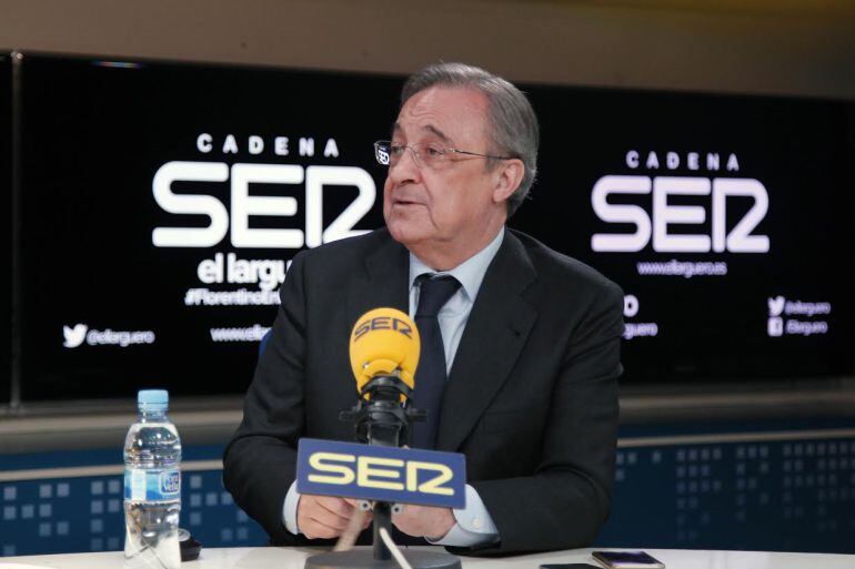 Florentino Pérez durante su visita a 'El Larguero'.