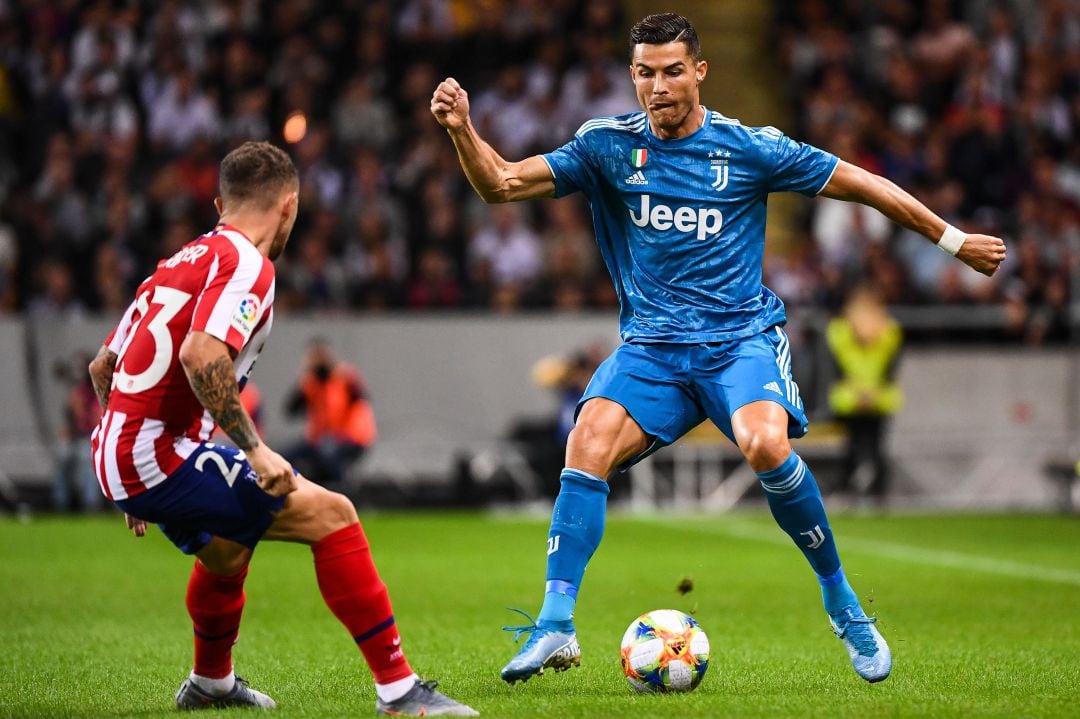 Cristiano, en el amistoso entre la Juventus y el Atlético de Madrid.