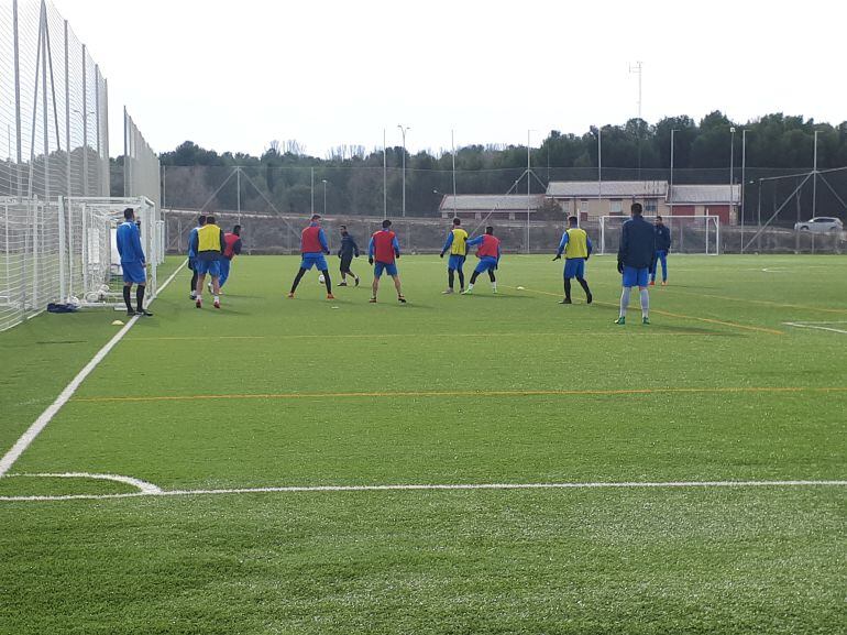 Los blanquiazules durante una de las sesiones de trabajo de esta semana.