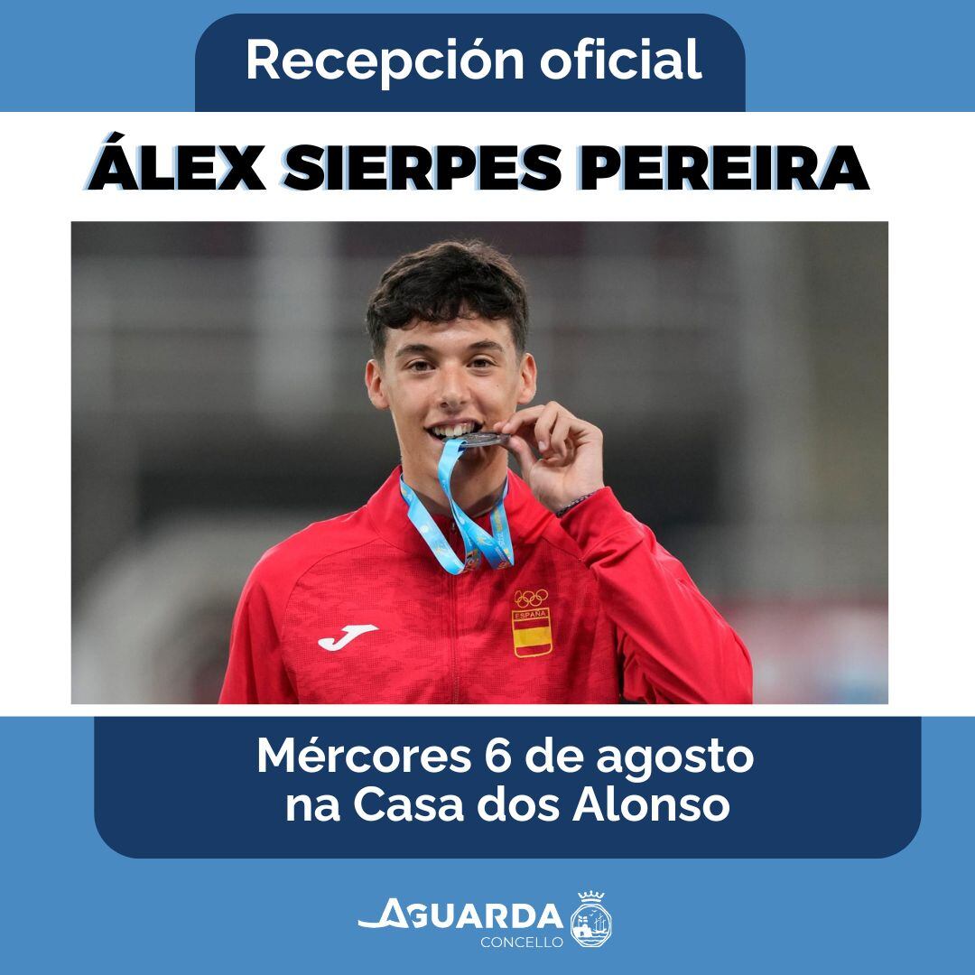 Recepción a Álex Sierpes (atleta) en A Guarda el miércoles 6 de agosto