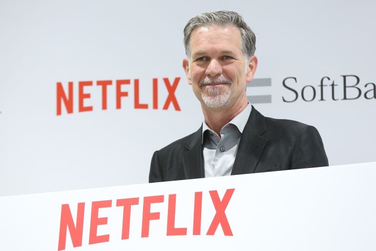 Reed Hastings, CEO de Netflix, durante una presentación 