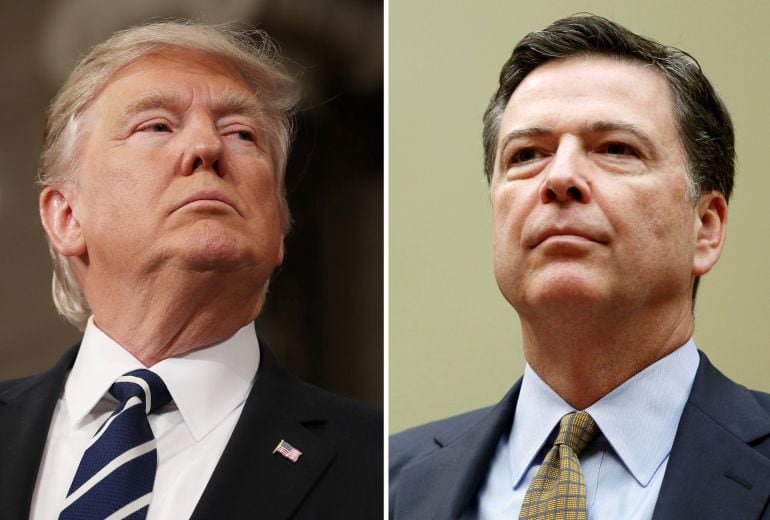 Montaje con los rostros del presidente Donald Trump (izquierda) y el exdirector del FBI James Comey