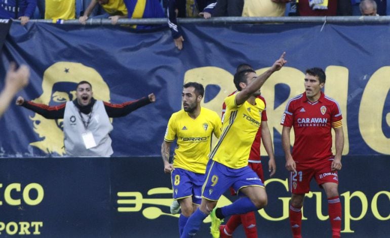 Barral celebra el gol ante el Zaragoza