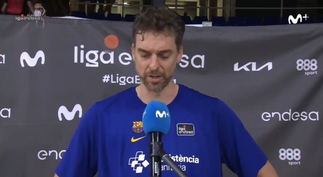 Pau Gasol comparece ante los medios tras la clasificación del Barça para la final de la ACB