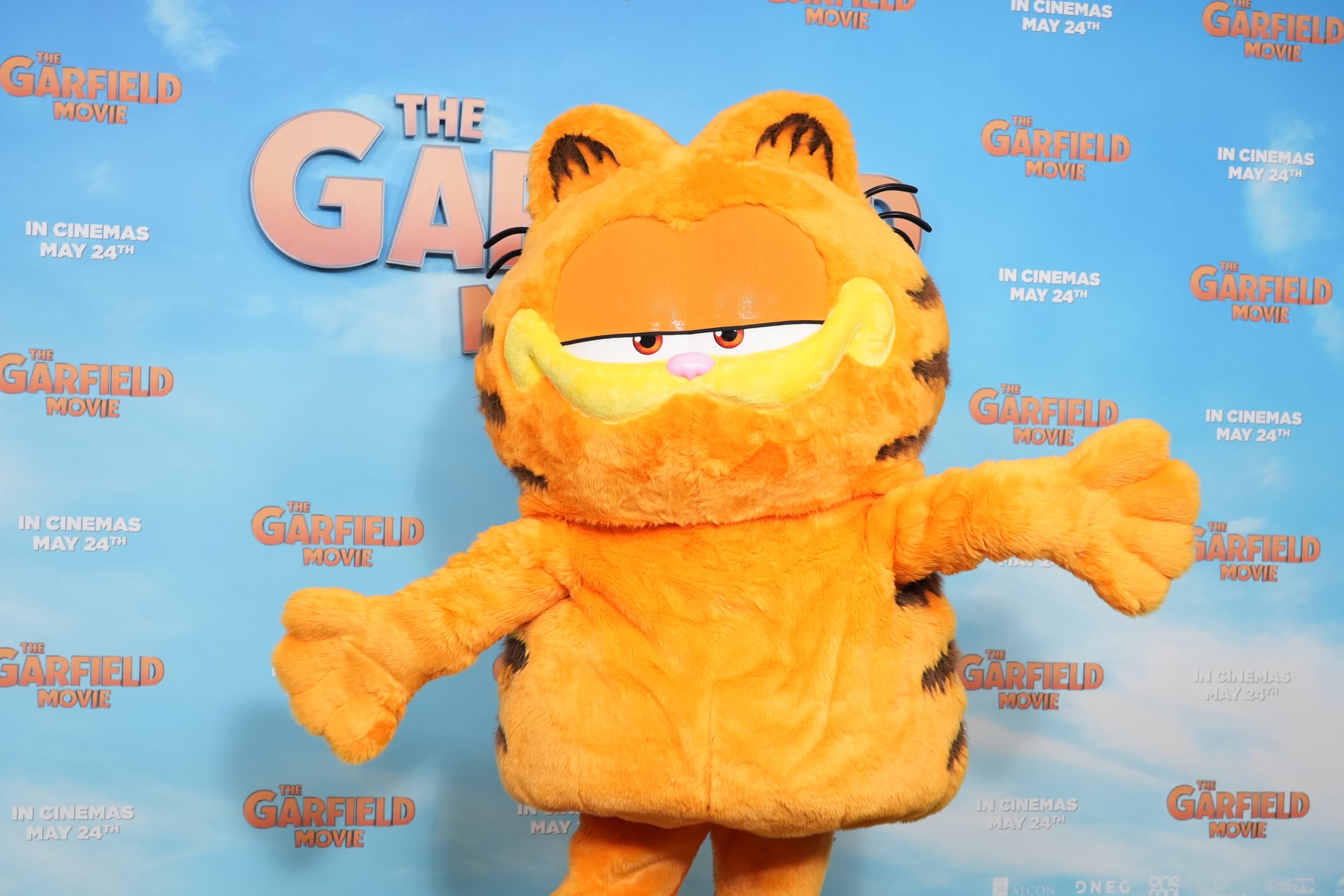 Publicidad de la película del famoso gato naranja &#039;Garfiel&#039; en 2024. Ian West/PA Images.