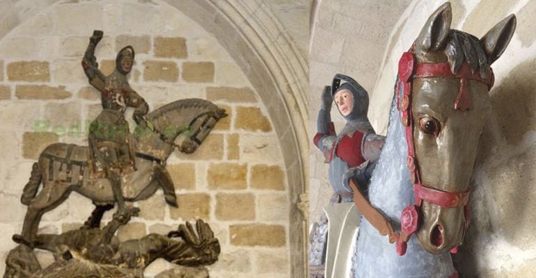 El antes y el después de la escultura de San Jorge en San Miguel de Estella 