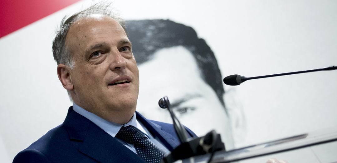 Javier Tebas, durante una comparecencia oficial