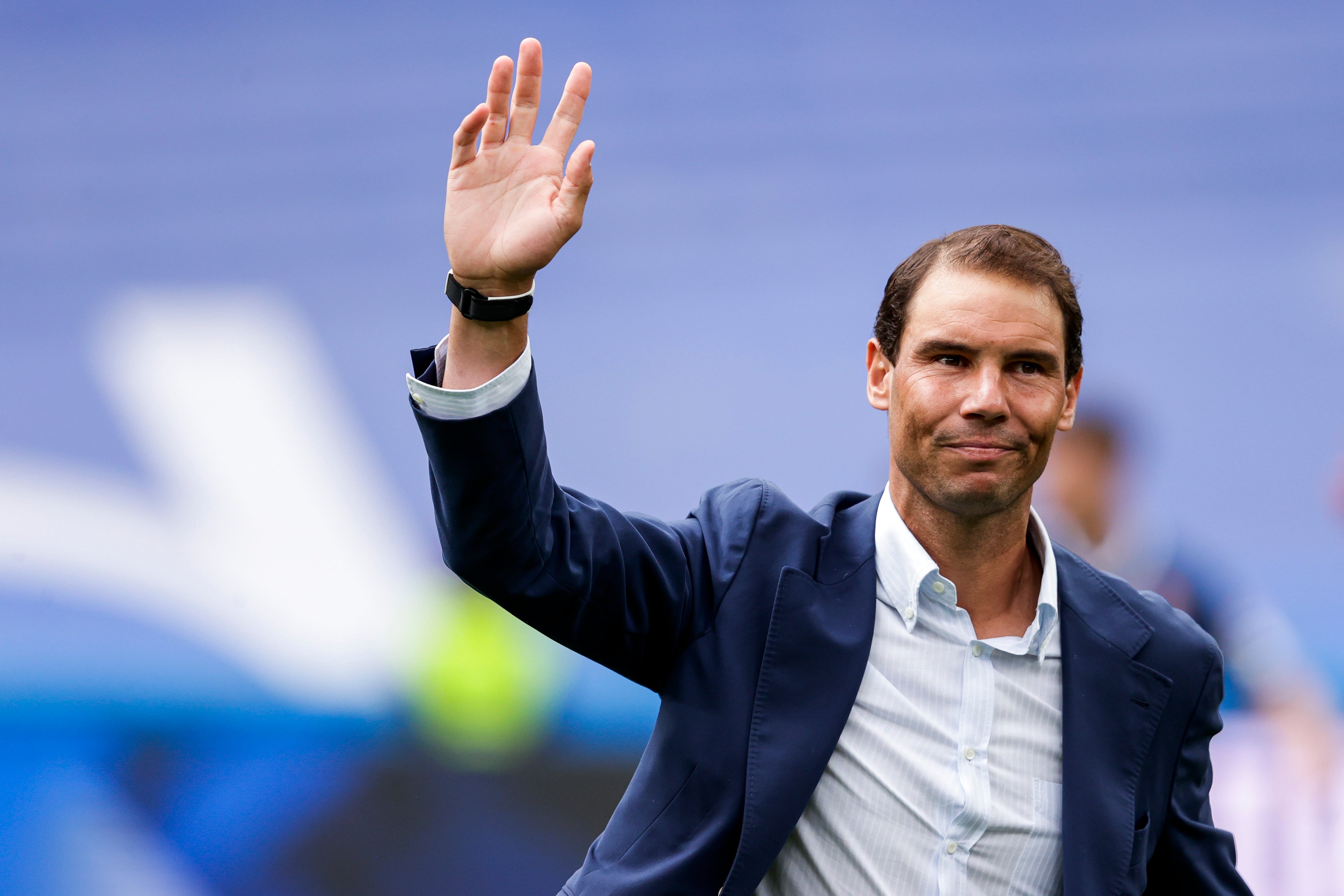 Rafa Nadal durante un homenaje en el Bernabéu