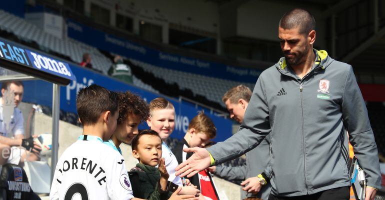 Víctor Valdés, durante su etapa en el Middlesbrough