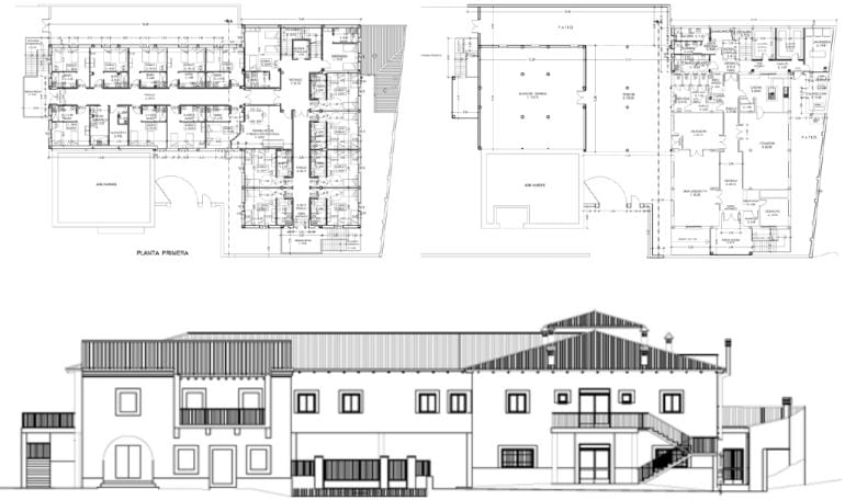 Planos de la residencia de ancianos y centro de día de Caminomorisco