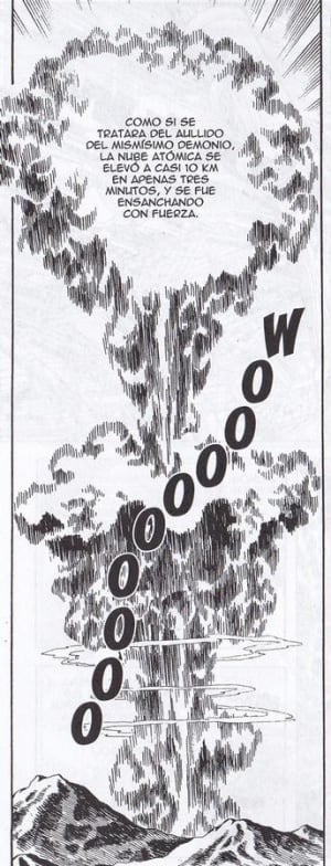 Viñeta de la explosión de la bomba sobre Hiroshima según Keiji Nakazawa
