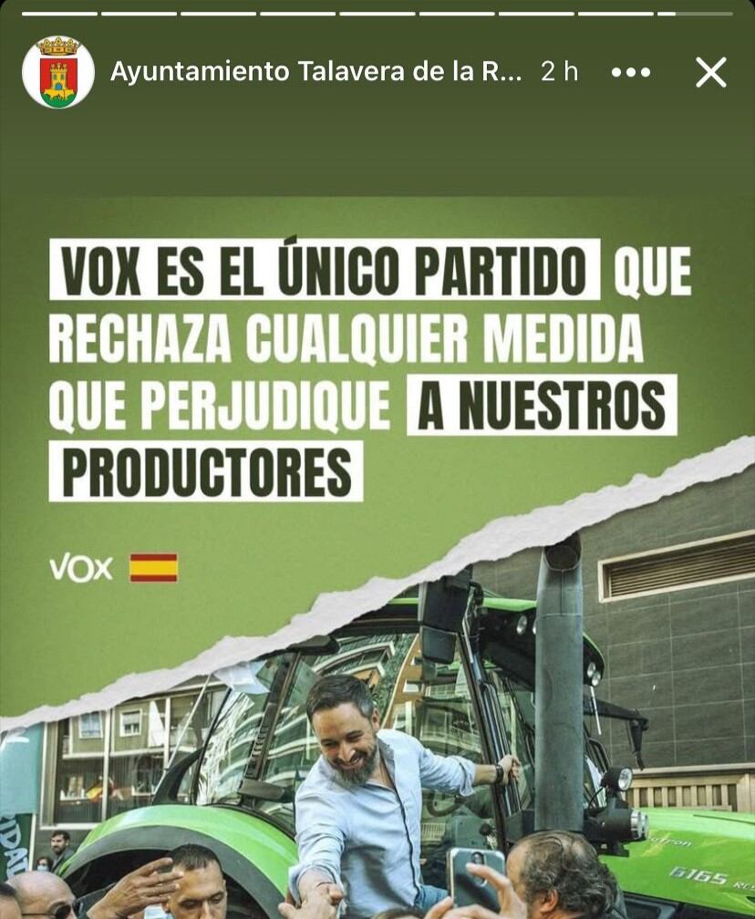 Imagen publicada en &#039;historias&#039; del perfil de Facebook del Ayuntamiento de Talavera