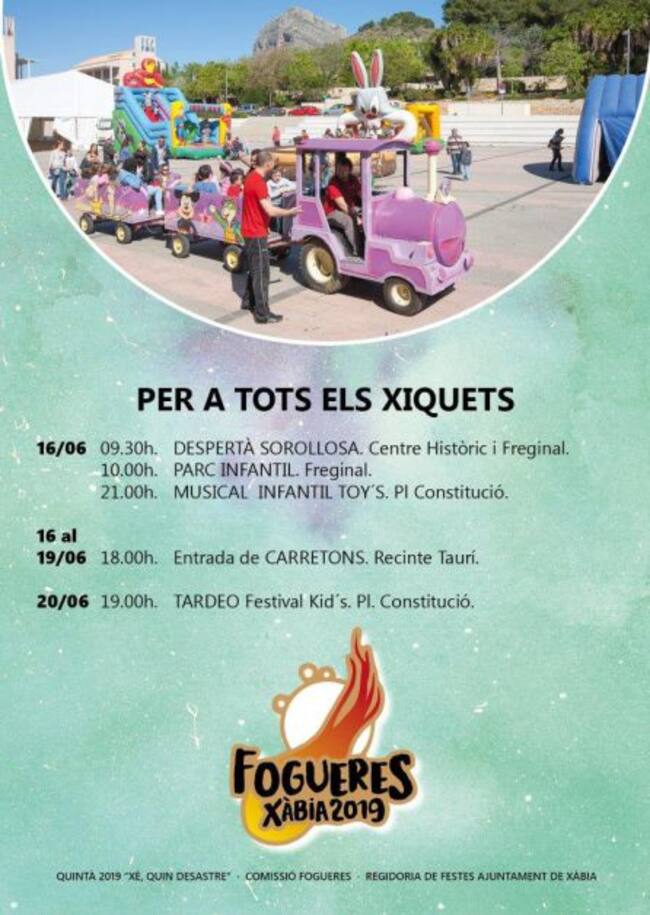 Cartel con actos para los más pequeños.