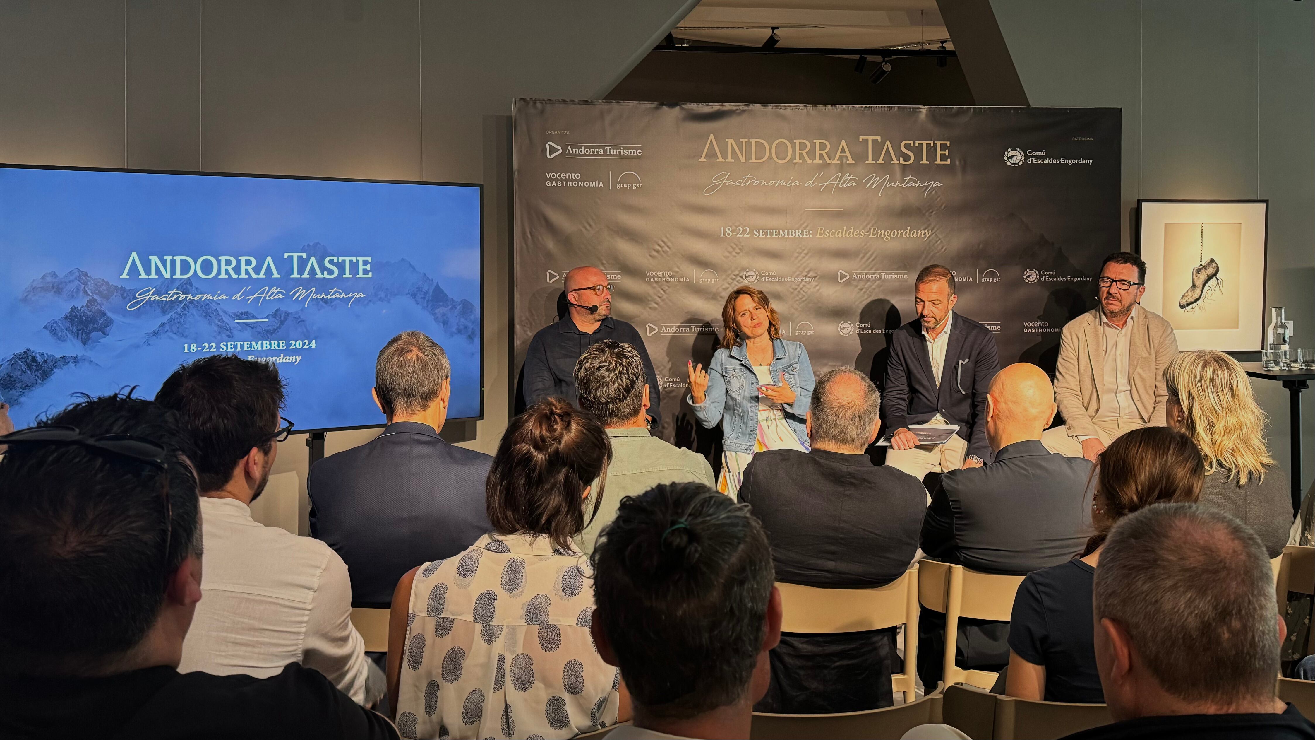 Rosa Gili, Jordi Torres i Betim Budzaku, durant la presentació de l'Andorra Taste