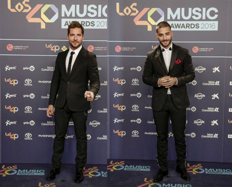 David Bisbal y Maluma en la cena de nominados de LOS40 Music Awards