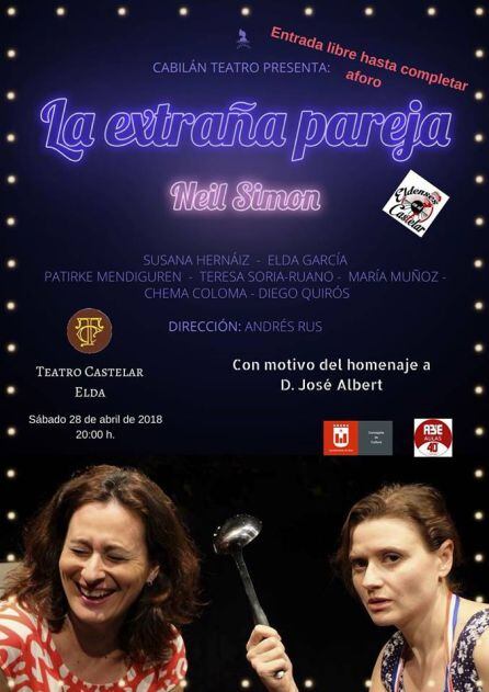 La extraña pareja en el Teatro Castelar de Elda