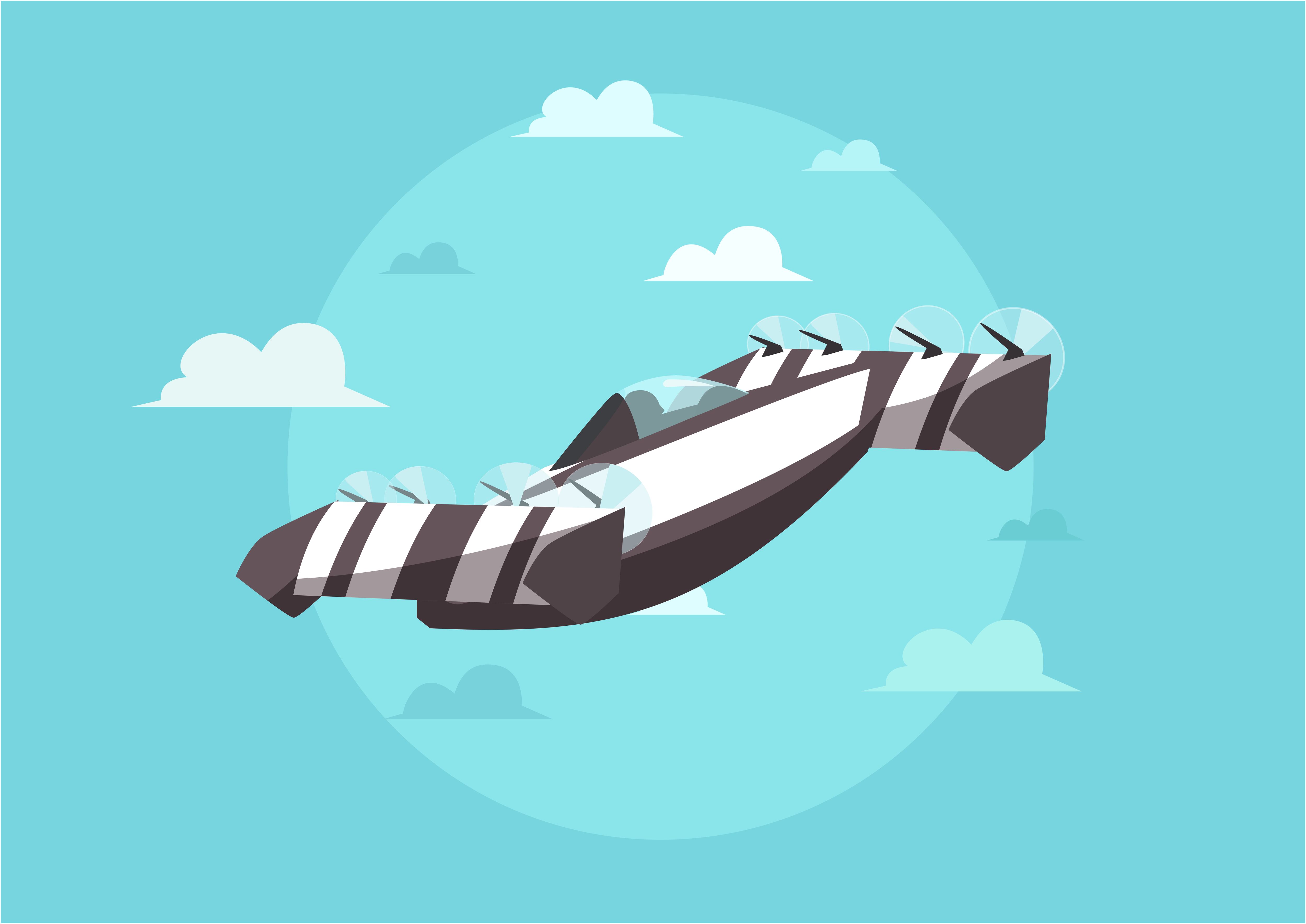 Ilustración de un coche del futuro