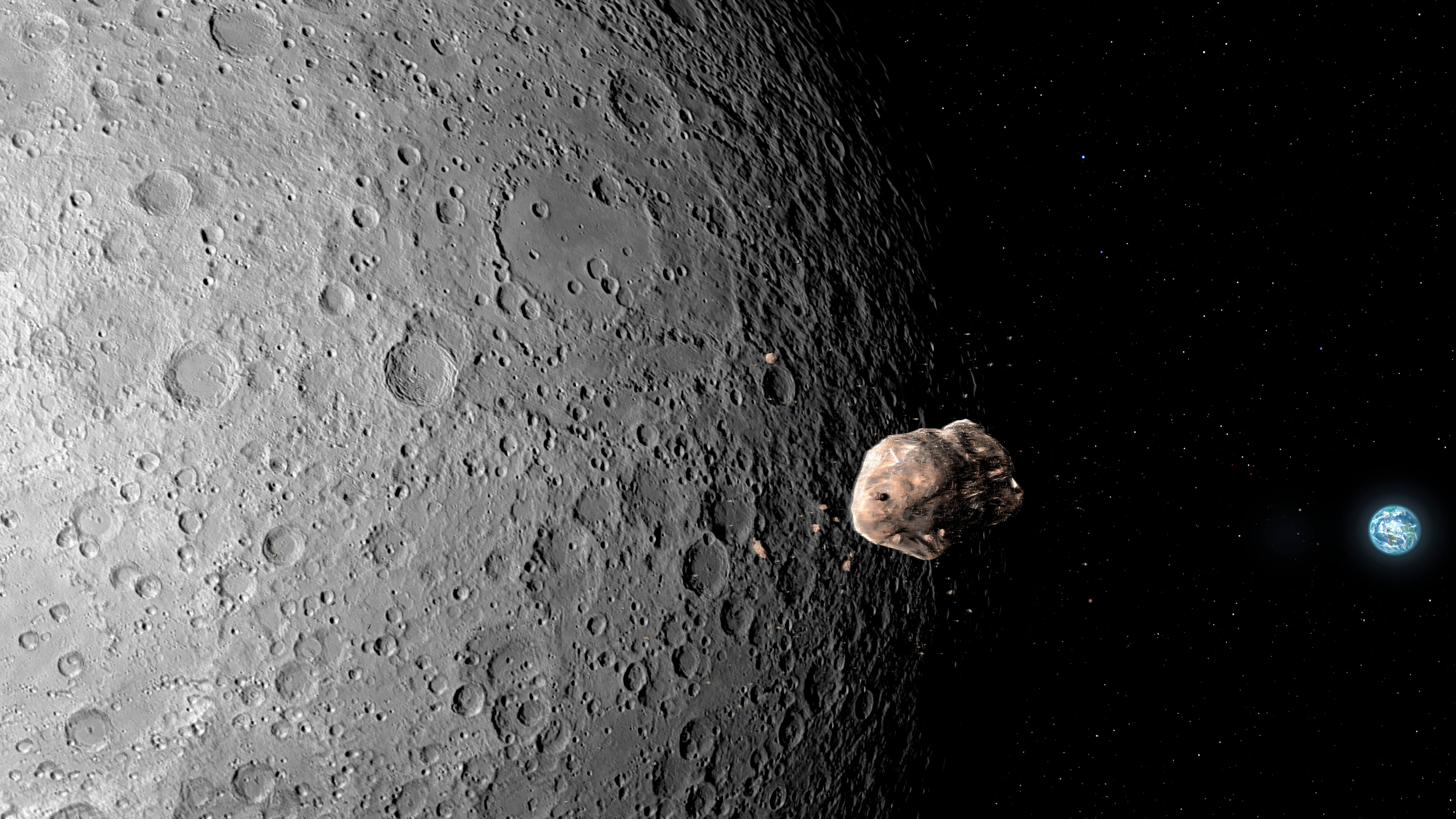 Un asteroide cerca de La Luna, en una imagen de archivo.