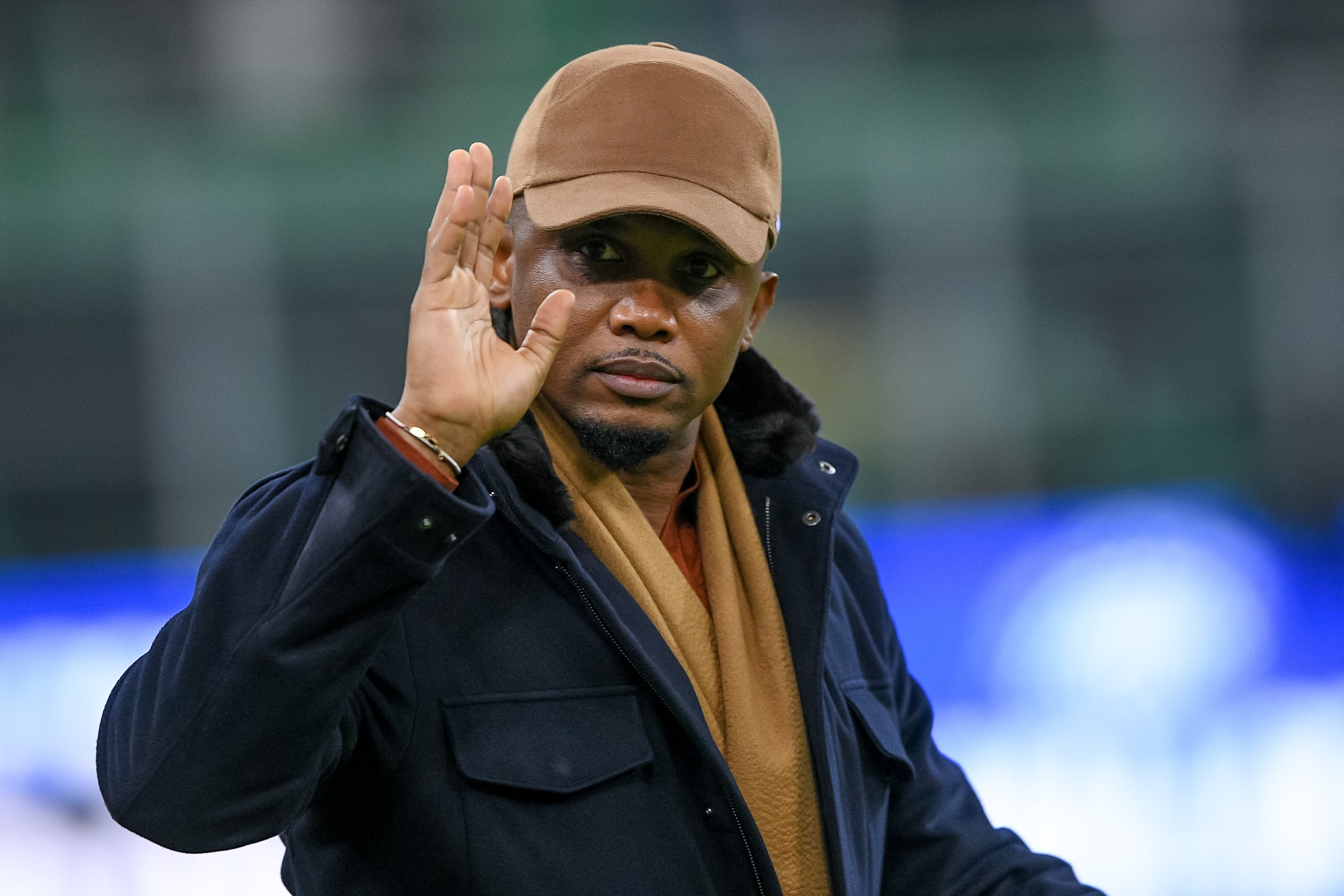 Samuel Eto&#039;o, en la previa de un partido entre el Inter de Milan y la Salernitana.  (Photo by Giuseppe Maffia/NurPhoto via Getty Images)