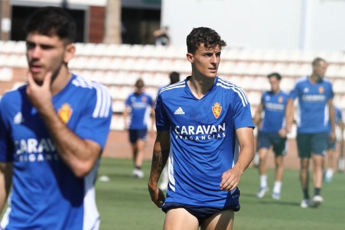 Los jugadores del Real Zaragoza durante un entrenamiento en Marbella