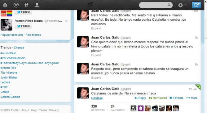 Captura de pantalla del perfil de Twitter de Juan Carlos Gafo.