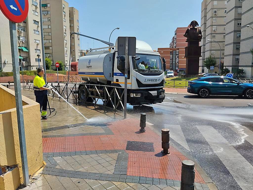 Labores de limpieza en Leganés