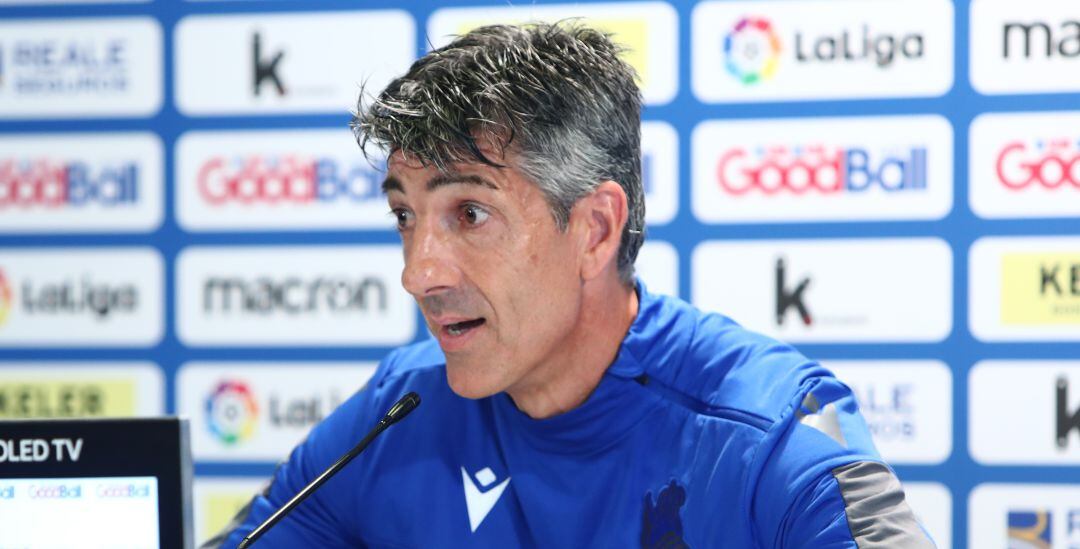 Imanol en una rueda de prensa en Zubieta