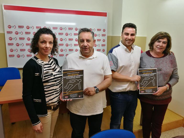 Los reponsables de UGT y CCOO durante la presentación de los actos del Día Internacional de la Seguridad y Salud laboral