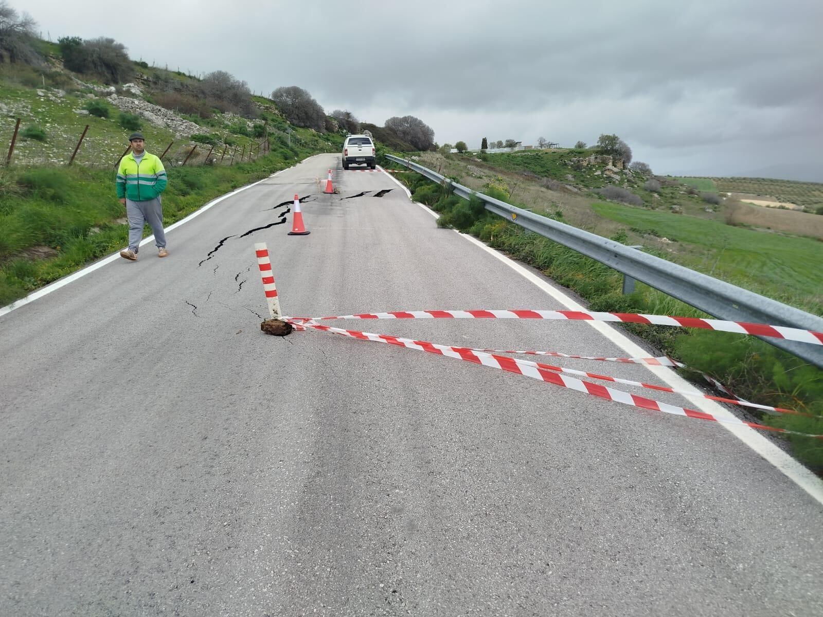 Tramo de carretera afectada en Ronda