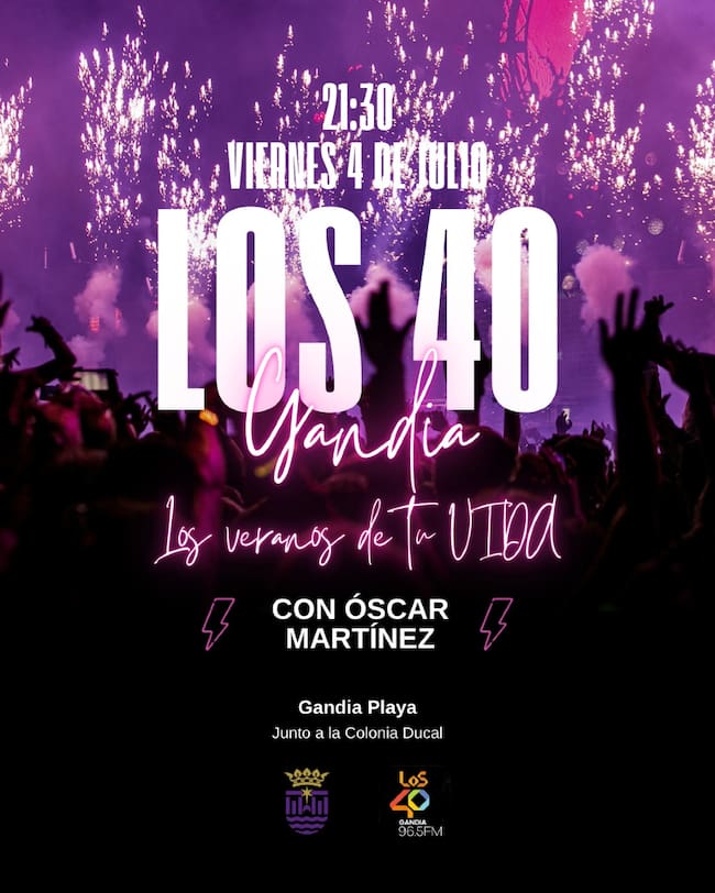 Fiesta Los 40 'Los veranos de tu vida', en la playa de Gandia