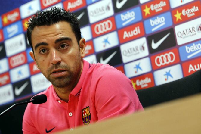 Xavi Hernández, durante la rueda de prensa