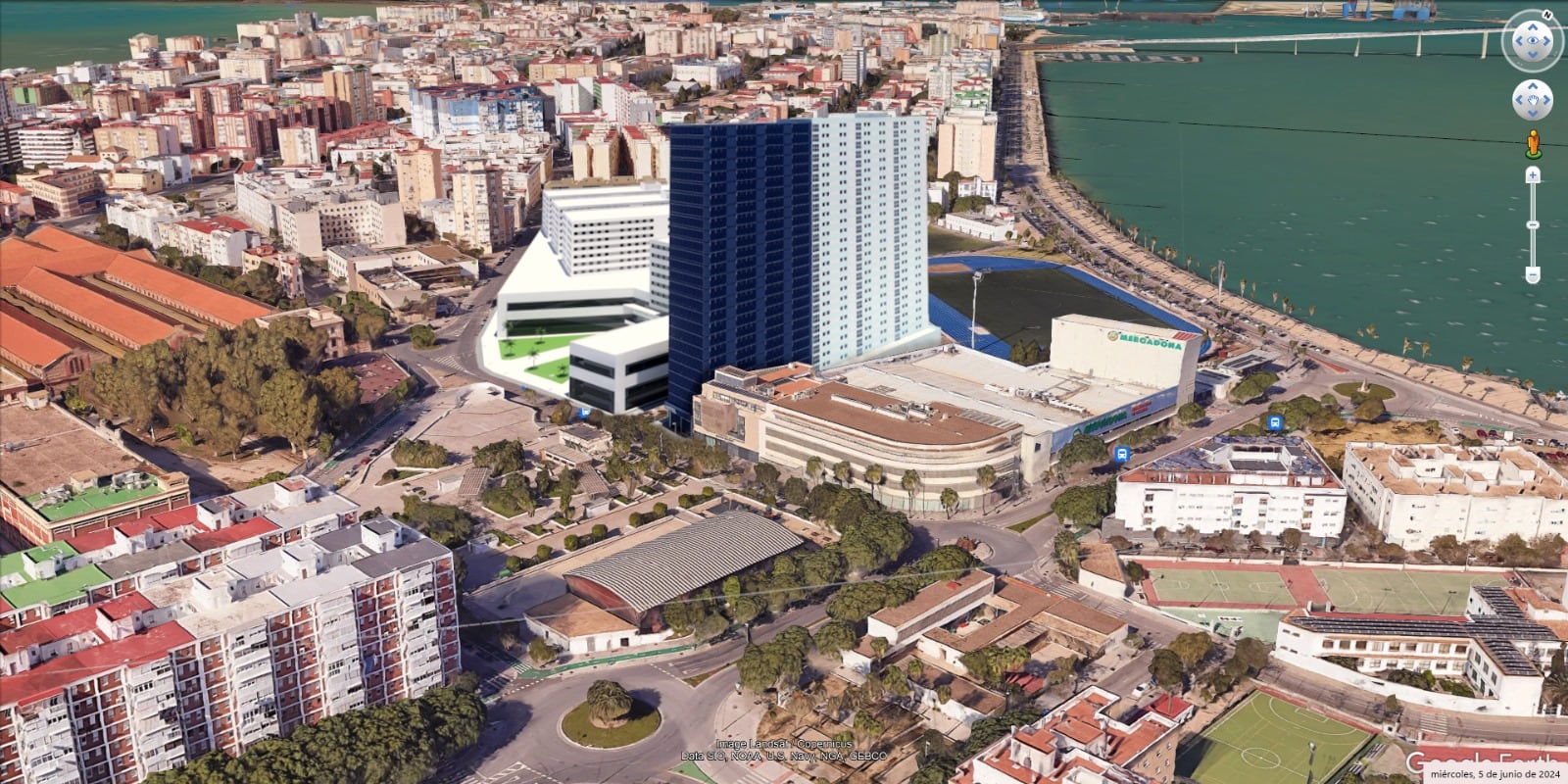 Infografía realizada por la Zona Franca sobre la propuesta del Ayuntamiento de Cádiz para hacerse con los suelos del nuevo hospital